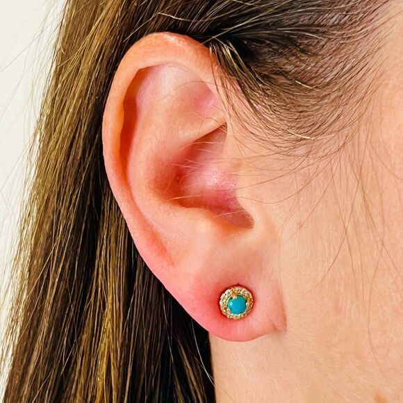 Natural Turquoise Diamond Earrings 14k Gold 0.65 TCW Certified $1,590 217840 - Picture 5 of 11